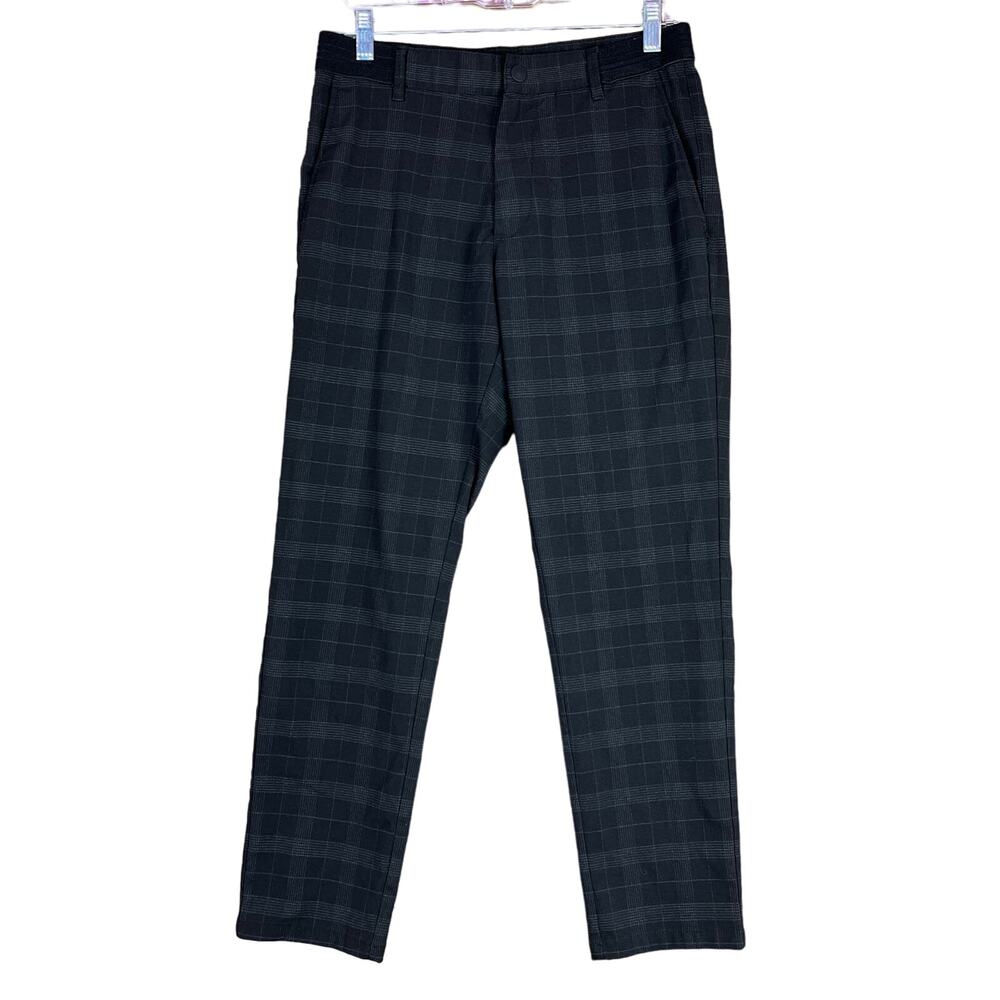 Zara Womens Pants Black Gray Plaid Mid Rise Straight Leg Stretch Small
